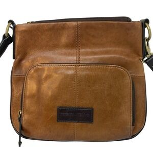TIGNANELLO Leather Crossbody Organizer Purse Handbag Built In Wallet Brown